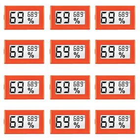 img 4 attached to 🌡️ 12 Pack Mini Digital Temperature Humidity Meters with LCD Display for Humidors, Greenhouse, Garden, Cellar, Fridge, Closet - Orange