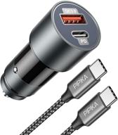 🔌 супербыстрая зарядка usb для автомобиля с двумя портами для iphone 12/11, galaxy s21/20 - 43 вт pd 25 вт & qc 3.0, светодиодный индикатор логотип