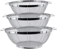 🍲 u.s. kitchen supply 3 piece colander set - stainless steel mesh strainer net baskets with handles & resting base - versatile 11'', 9.5'', and 8.5'' sizes for straining, draining, rinsing, steaming, and cooking logo