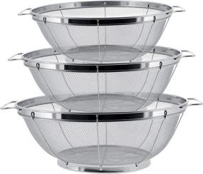 img 4 attached to 🍲 U.S. Kitchen Supply 3 Piece Colander Set - Stainless Steel Mesh Strainer Net Baskets with Handles & Resting Base - Versatile 11'', 9.5'', and 8.5'' Sizes for Straining, Draining, Rinsing, Steaming, and Cooking