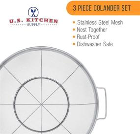 img 1 attached to 🍲 U.S. Kitchen Supply 3 Piece Colander Set - Stainless Steel Mesh Strainer Net Baskets with Handles & Resting Base - Versatile 11'', 9.5'', and 8.5'' Sizes for Straining, Draining, Rinsing, Steaming, and Cooking