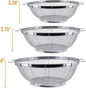 img 2 attached to 🍲 U.S. Kitchen Supply 3 Piece Colander Set - Stainless Steel Mesh Strainer Net Baskets with Handles & Resting Base - Versatile 11'', 9.5'', and 8.5'' Sizes for Straining, Draining, Rinsing, Steaming, and Cooking