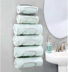 img 3 attached to mDesign Satin Steel Wall Mount Towel Storage Rack - Six-Level Organizer for Bathroom, Kitchen, Utility Room - Holds Hand Towels, Towels, Robes - Easy Installation - Hyde Collection