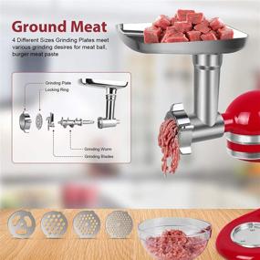 img 2 attached to 🔪 Borwakcr Metal Food Grinder Attachment: Ultimate KitchenAid Mixer Accessory with Sausage Stuffer Tubes and Grinding Plates