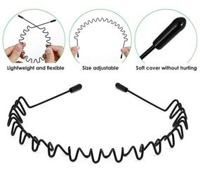 img 1 attached to 💁 Elastic Wavy Spring Wave Hair Band: Multi-Style Black Non-slip Metal Hair Hoop - Fashionable Hair Accessories for Women and Men (6 Pcs)