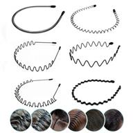 💁 elastic wavy spring wave hair band: multi-style black non-slip metal hair hoop - fashionable hair accessories for women and men (6 pcs) logo