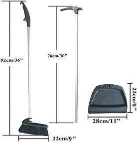 img 3 attached to NewFerU Upright Dustpan Angle Broom Combo, Standing Floor Dust Pan Sweep Set with Metal Long 🧹 Handle, Rubber Lip, 36 inches for Indoor Cleaning of Office Home Kitchen Room Garage (Grey+Pink) - Enhancing SEO