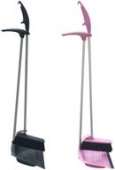 newferu upright dustpan angle broom combo, standing floor dust pan sweep set with metal long 🧹 handle, rubber lip, 36 inches for indoor cleaning of office home kitchen room garage (grey+pink) - enhancing seo logo