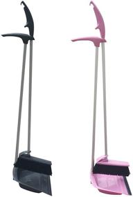 img 4 attached to NewFerU Upright Dustpan Angle Broom Combo, Standing Floor Dust Pan Sweep Set with Metal Long 🧹 Handle, Rubber Lip, 36 inches for Indoor Cleaning of Office Home Kitchen Room Garage (Grey+Pink) - Enhancing SEO