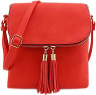 👜 stylish and practical small flap top double compartment crossbody bag with tassel accent logo