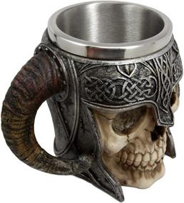 img 2 attached to 🍺 Ebros Gift Viking Ram Horned Pit Lord Warrior Skull With Battle Helmet Beer Stein Tankard Coffee Cup Mug 13oz - Norse Mythology Folklore Odin Thor Loki Ragnarok Poetic Edda Décor