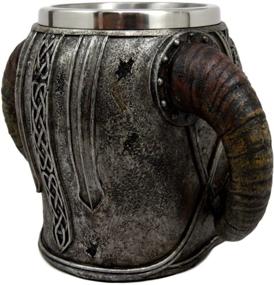 img 1 attached to 🍺 Ebros Gift Viking Ram Horned Pit Lord Warrior Skull With Battle Helmet Beer Stein Tankard Coffee Cup Mug 13oz - Norse Mythology Folklore Odin Thor Loki Ragnarok Poetic Edda Décor