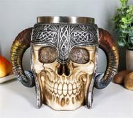 🍺 ebros gift viking ram horned pit lord warrior skull with battle helmet beer stein tankard coffee cup mug 13oz - norse mythology folklore odin thor loki ragnarok poetic edda décor logo