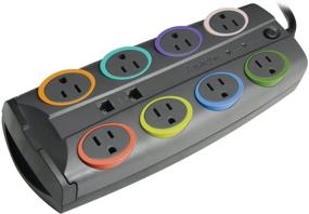 img 3 attached to Сетевой фильтр Kensington SmartSockets с 8 розетками, защита от перенапряжений, 8-футовый кабель, 3090 джоулей, премиум (K62691NA)