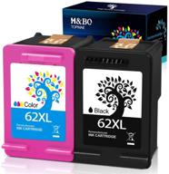 🖨️ h&amp;bo topmae remanufactured 62xl ink cartridge: hp 62 xl replacement for envy 5640, officejet 5740 & more! (1 black 1 tri-color) logo