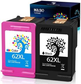 img 4 attached to 🖨️ H&amp;BO TOPMAE Remanufactured 62XL Ink Cartridge: HP 62 XL Replacement for Envy 5640, Officejet 5740 & More! (1 Black 1 Tri-Color)