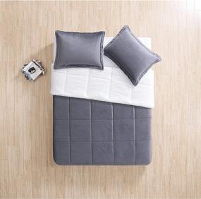 img 2 attached to 🛏️ Ultra-Cozy VCNY Home Micro Mink Collection Comforter Bedding Set - Stylish Chic Design for Home Décor - Machine Washable - King Size - Charcoal 3 Piece Set