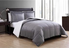 img 3 attached to 🛏️ Ultra-Cozy VCNY Home Micro Mink Collection Comforter Bedding Set - Stylish Chic Design for Home Décor - Machine Washable - King Size - Charcoal 3 Piece Set