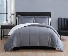 img 4 attached to 🛏️ Ultra-Cozy VCNY Home Micro Mink Collection Comforter Bedding Set - Stylish Chic Design for Home Décor - Machine Washable - King Size - Charcoal 3 Piece Set