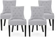 🪑 elevate your dining experience with christopher knight home eudora contemporary tufted fabric dining chairs - set of 4, light gray and espresso logo