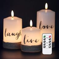 🕯️ genswin flameless led candles: real wax pillar candles with hemp rope, remote timer & 3d wick flickering - pack of 3 логотип