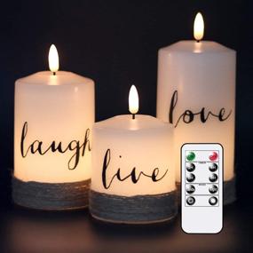 img 4 attached to 🕯️ GenSwin Flameless LED Candles: Real Wax Pillar Candles with Hemp Rope, Remote Timer & 3D Wick Flickering - Pack of 3