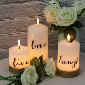 img 3 attached to 🕯️ GenSwin Flameless LED Candles: Real Wax Pillar Candles with Hemp Rope, Remote Timer & 3D Wick Flickering - Pack of 3