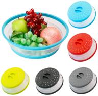 🍅 bpa-free collapsible microwave cover splatter guard strainer for fruits and vegetables - red logo