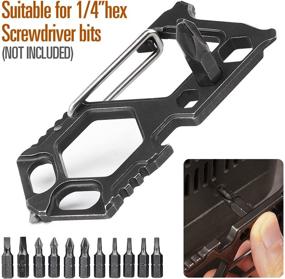 img 1 attached to 🔧 10-in-1 Stainless Steel Multitool Carabiner Keychain: Tactical Survival Gear with Glass Breaker, Bottle Opener, Wrench, Screw Drivers & More for EDC, Pocket, and Backpack