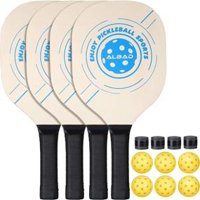 img 4 attached to 🏓 Durable Pickleball Paddle Bundle - Premium 4 Pack, Professional Indoor & Outdoor Set, Lightweight Racket with 4 Wood Paddles, 6 Yellow Balls, and 1 Carrying Bag