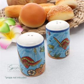 img 3 attached to Red Turtle Beach Scene Salt and Pepper Shaker: Vibrant Kitchen Décor