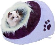 🐾 plush pet bed cave for cat/small dog: calming foldable pet tent - hide & seek cat cave with noise reduction (small, light purple) logo