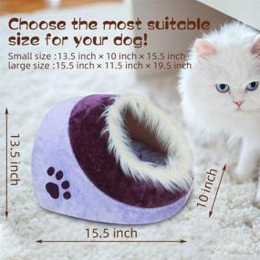 img 3 attached to 🐾 Plush Pet Bed Cave for Cat/Small Dog: Calming Foldable Pet Tent - Hide & Seek Cat Cave with Noise Reduction (Small, Light Purple)