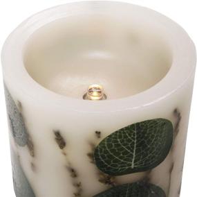 img 2 attached to 🕯️ Matchless Flameless Pillar Candle: Small LED Candle with Embedded Spring Eucalyptus, Lavender Vanilla Scent, Ivory Wax, 5 Hour Timer