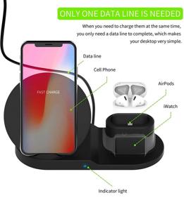 img 1 attached to 3-in-1 Wireless Charging Station Stand Dock for Apple Watch, iPhone, and AirPods – Compatible with iPhone X/XS/XR/Xs Max/8 Plus, iWatch, AirPods 1 & 2, Samsung