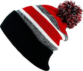 img 3 attached to 🧣 The Hat Depot Knit Pom Pom Winter Beanie - Soft Cuff, Stripe Pattern, Skull Slouch Ski Hat