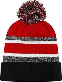 img 2 attached to 🧣 The Hat Depot Knit Pom Pom Winter Beanie - Soft Cuff, Stripe Pattern, Skull Slouch Ski Hat