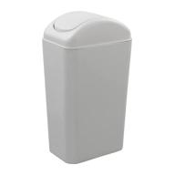 🗑️ ponpong plastic swing top trash can - 3.5 gallon garbage can with swing lid - white - 1 pack logo