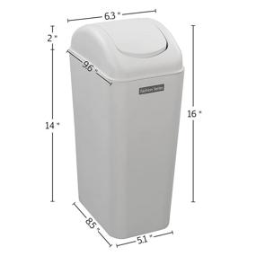 img 3 attached to 🗑️ Ponpong Plastic Swing Top Trash Can - 3.5 Gallon Garbage Can with Swing Lid - White - 1 Pack