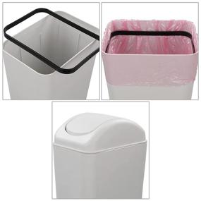 img 1 attached to 🗑️ Ponpong Plastic Swing Top Trash Can - 3.5 Gallon Garbage Can with Swing Lid - White - 1 Pack