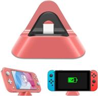 nexigo charger dock: compact triangular charger docking station for nintendo switch lite in coral with type c port logo