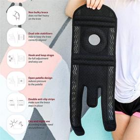 img 1 attached to 🩺 Optimal Adjustable Knee Brace Support for Kids - Youth Knee Support for Arthritis, ACL, MCL, LCL, Sports Exercise, Meniscus Tear, Dance. Neoprene Stabilizer Wrap with Open Patella for Children, Boys, Girls (Black)