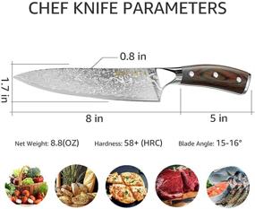 img 2 attached to 🔪 Oneonta 8 Inch Chef's Knife - Professional German High Carbon Stainless Steel EN1.4116, Super Sharp Kitchen Knife with G10 Handle and Gift Box