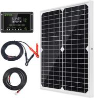 🌞 topsolar 20w 12v monocrystalline solar panel kit with 10a solar charge controller + extension cable and battery clips o-ring terminal for rv, marine, boat, and off-grid system logo