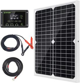 img 4 attached to 🌞 Topsolar 20W 12V Monocrystalline Solar Panel Kit with 10A Solar Charge Controller + Extension Cable and Battery Clips O-Ring Terminal for RV, Marine, Boat, and Off-Grid System