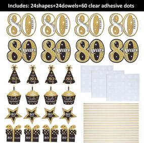 img 2 attached to 🎉 Blulu Golden Birthday Party Decoration Set with Glitter Table Toppers - 24 Pack (80th Birthday) for Perfect Party Supplies