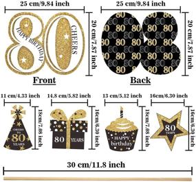 img 3 attached to 🎉 Blulu Golden Birthday Party Decoration Set with Glitter Table Toppers - 24 Pack (80th Birthday) for Perfect Party Supplies