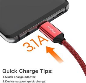 img 2 attached to 🔌 USB кабель Type C, Быстрая зарядка USB C до USB A (3,3 фута 2 штуки) Плетеный зарядный шнур совместим с Samsung Galaxy S10 S9 S8 Plus, Note 9 8, A11 A20 A51, LG G6 G7 V30 V35, Moto Z2 Z3, Зарядное устройство USB C (красный)