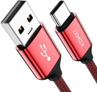 🔌 usb кабель type c, быстрая зарядка usb c до usb a (3,3 фута 2 штуки) плетеный зарядный шнур совместим с samsung galaxy s10 s9 s8 plus, note 9 8, a11 a20 a51, lg g6 g7 v30 v35, moto z2 z3, зарядное устройство usb c (красный) логотип