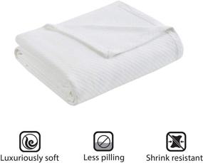 img 3 attached to 🛏️ Premium Soft and Cozy Madison Park Liquid Luxury Blanket 100% Ring Spun Cotton for Full/Queen Bed, Couch, or Sofa in White